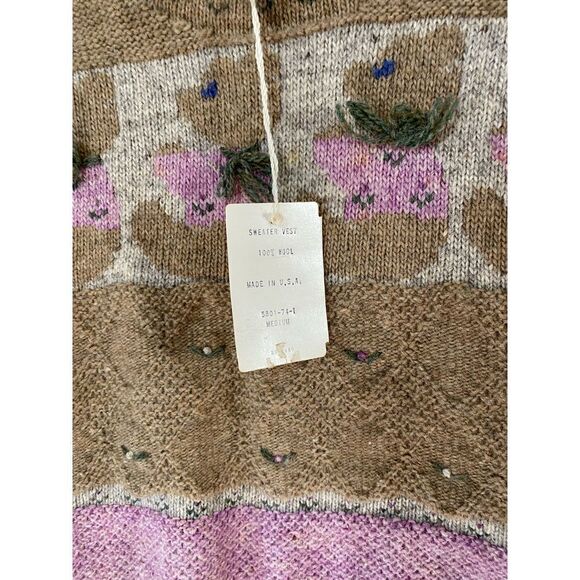 NWT Womens vintage Asher hand knitted wool teddy bear sweater vest size M - Picture 6 of 6